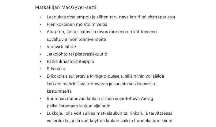 matkailijan macgyver setti